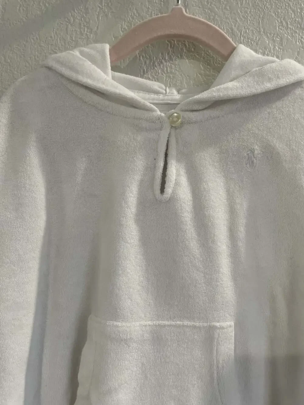Ralph Lauren Toddler White Cotton Terry Hooded Beach Cover-Up Poncho Size 24M